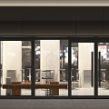 Modern Storefront With Glass Doors And Interior Furniture Display Showcase