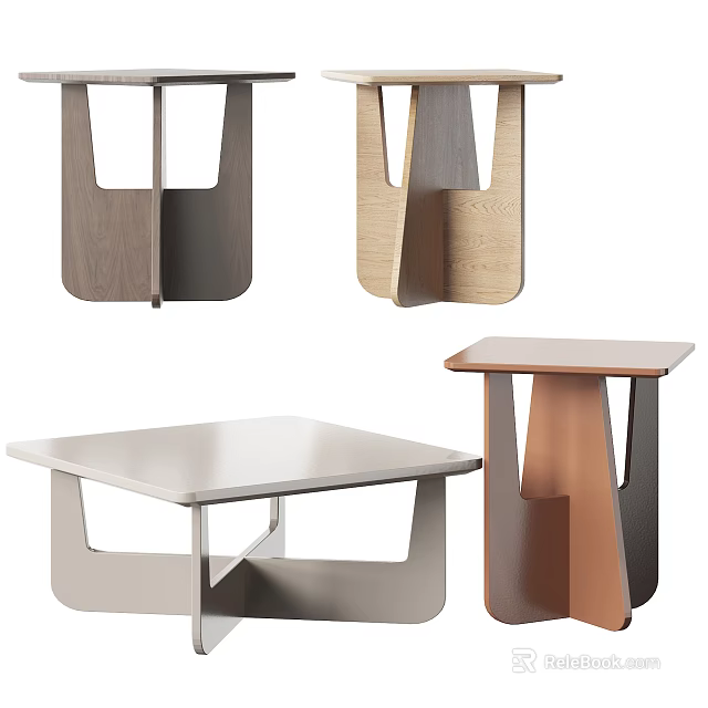 Modern Coffee Tables With Unique Wooden And Metallic Base Designs For Living Room 3d model 