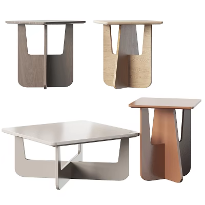 Modern Coffee Tables With Unique Wooden And Metallic Base Designs For Living Room 3d model