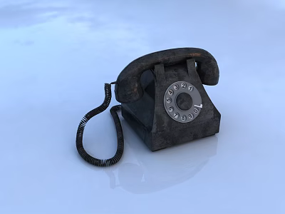 Classic Black Vintage Rotary Phone With Old Fashioned Dial And Coiled Cable 3d model