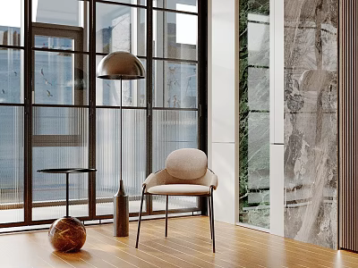 Modern Indoor Inflatable Model Decor With Floor Lamp And Marble Wall 3d model