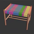 Minimalist Wooden Stool With Woven Seat And Light Colored Frame Design