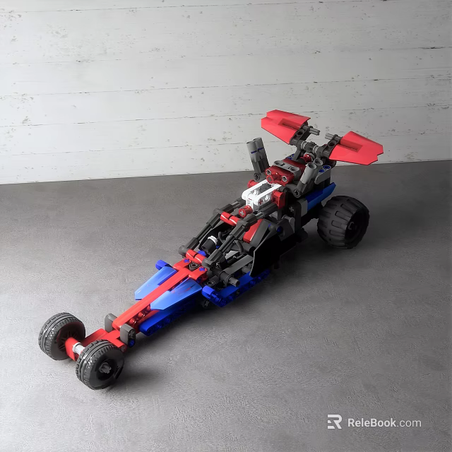 Lego Race Car Model With Blue Red Black Design And Large Wheels 3d model 