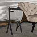 Modern Curved Wooden Side Table With Beige Sofa In Living Room Space