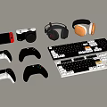 modern computer accessories keyboard gamepad game console 3d model