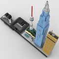 Seoul Architecture Models Created with Building Blocks Featuring Tall Towers and Dome Structures 3d model