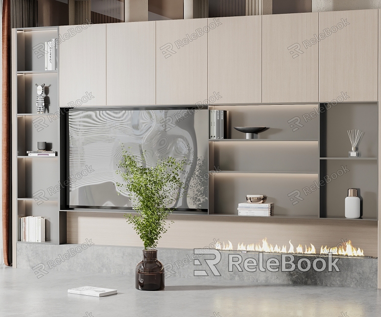 Modern TV background wall model