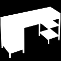 Wooden Top Office Desk With Metal Frame Multiple Drawers And Storage Shelves