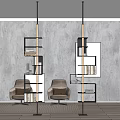Modern Bookshelf Design With Metal Frame Wooden Elements Gray Wall And Beige Chairs