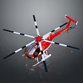 Red Helicopter Design for Aerospace Exploration and Space Research Missions 3d model