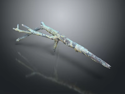 Handcrafted Wood And Stone Decorative Piece With Natural Branch Shape And Rustic Texture 3d model