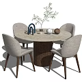 Nordic Casual Table and Chair Combination Round Dining Table and Chair 3d model