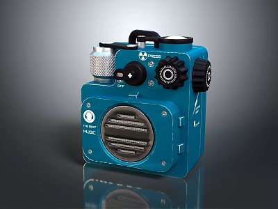 Blue Modern Portable Speaker With Control Knobs And Front Speaker Grille Design 3d model