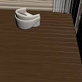 Dark Brown Wooden Flooring with Wood Grain Light Shadow Effect from Window and White Cabinet