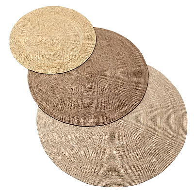 Round Woven Rugs in Beige Brown and Neutral Tones for Home Decor 3d model