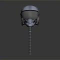 Silver Reflective Helmet Shaped Weapon With Spiral Rod On Gray Background 3d model