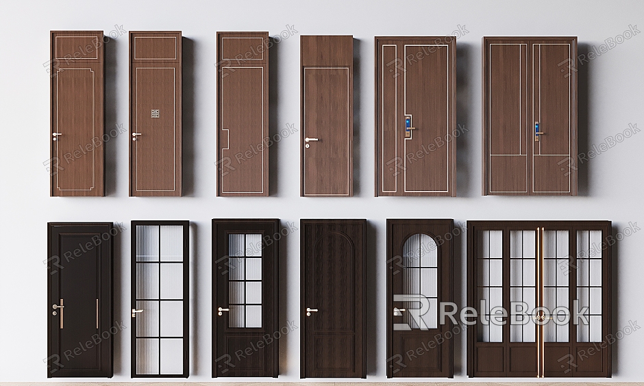 Middle Ancient Double Door Swing Door Glass Balcony Door Bathroom Door Solid Wood Single Door Swing Door Mother Door Smart Door Lock model