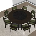 Modern round dining table and chair combination 3d model