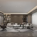 Modern Dining and Living Room Interior With Light Sofa TV Wall And Large Window
