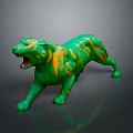 Unique Vibrant Green and Orange Striped Tiger Shaped Decorative Furniture
