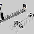 Bicycle Parking Area with Solar Powered Streetlights and Secure Racks 3d model