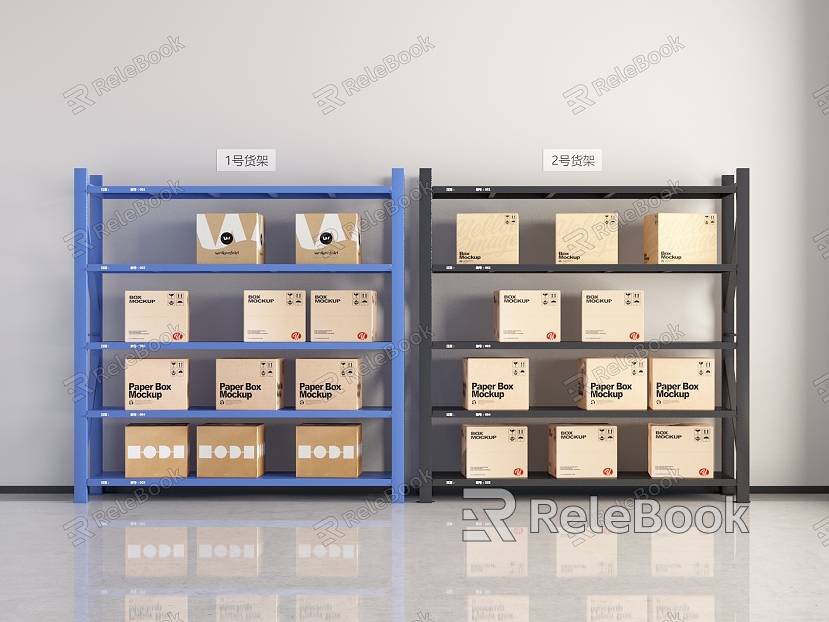 Modern shelf carton display rack storage box model