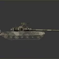 Military Armored Tank Vehicle with Camouflage Paint Long Cannon Tracks and Turret