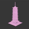 Traditional Chinese Multi layered Tower Featuring Eaves And Square Base Structure 3d model