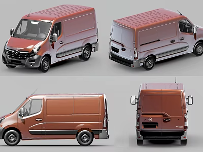 Brown Commercial Van Shown In Multiple Angles With Front Side And Rear Views 3d model