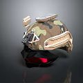 Tactical Military Helmet With Camouflage Pattern Top Mounted Attachments And Side Components 3d model