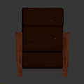 Traditional Wooden Armchair with Brown Leather Upholstered Seat and Backrest Comfortable Living Room Furniture Piece
