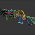 Futuristic Sci Fi Weapon With Red Black Mechanical Design Spiked Barrel And Ammo Clip