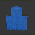Intricate Architectural Model With Colorful Marble Facade And Gothic Arched Doors