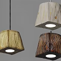 Natural Wooden Square Pendant Lights with Different Wood Tones