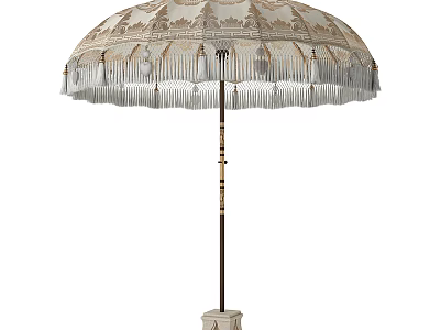 Elegant Classic Floor Lamp With Fringed Lampshade And Intricate Design Details 3d model