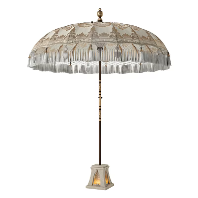 Elegant Classic Floor Lamp With Fringed Lampshade And Intricate Design Details 3d model