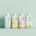 Refreshing Beverage Bottles with Colorful Fruit Patterns and Modern Designs 3d model
