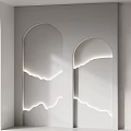 Modern Arched Wall Design With Gray Surface And White Lighting Accents 3d model