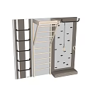 Fun Kids Play Area With Wooden Ladder Climbing Wall Hanging Rings And Climbing Holds