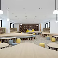 modern reading room student reading room 3d model