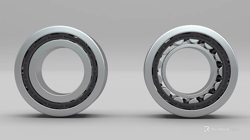 Double Bearing Component With Internal Balls Inner Outer Rings And Metallic Structure Design 3d model 