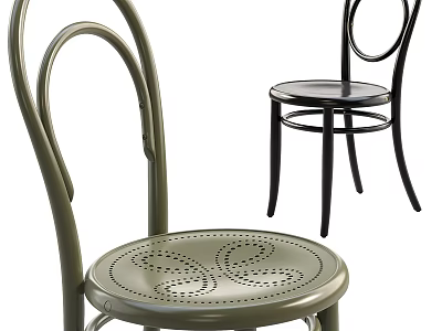 Light Green and Black Single Chairs with Curved Backrest and Perforated Seat Design 3d model