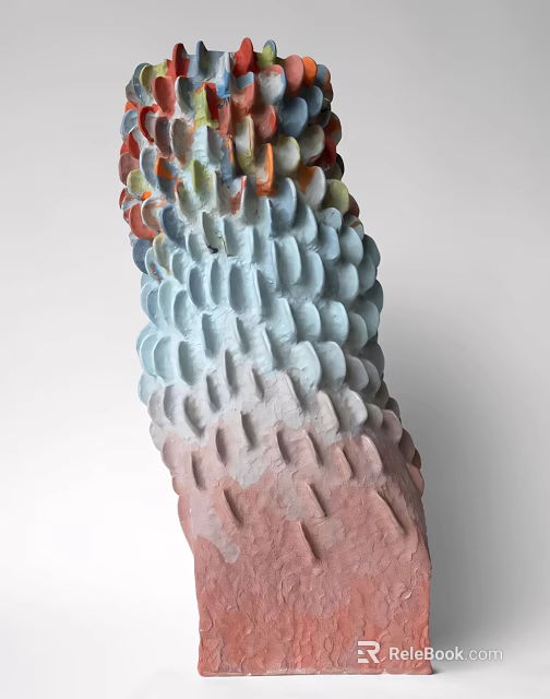 Colorful Gradient Layered Modern Decorative Ornament Set With Textured Surface Design 3d model 