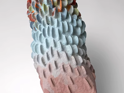Colorful Gradient Layered Modern Decorative Ornament Set With Textured Surface Design 3d model