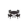 Durable Dark Brown Slatted Round Outdoor Table Set With Matching Sturdy Patio Dining Armchairs
