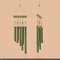 Green Bamboo Wind Chime Decorative Ornament Set With Multiple Hanging Tubes For Home Decoration