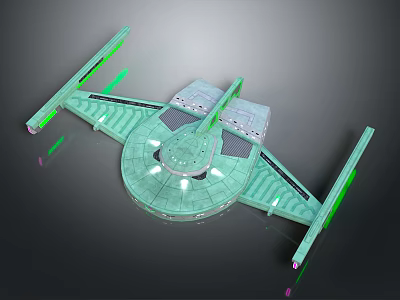 Futuristic Green Sci Fi Spaceship Model With Transparent Hull And Wing Structures 3d model