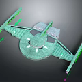 Futuristic Green Sci Fi Spaceship Model With Transparent Hull And Wing Structures 3d model