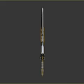 Ornate Golden And Silver Sword With Sharp Blade And Decorative Hilt Design