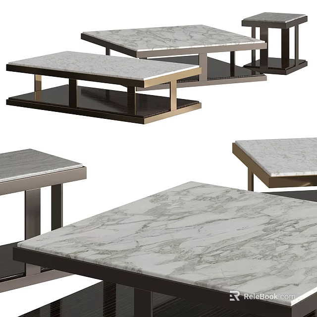 Modern Coffee Tables For Living Room With Marble Surfaces And Metal Frames 3d model 